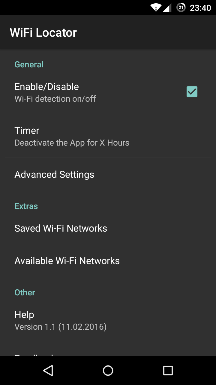 Android application WiFi Locator screenshort