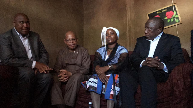 President Cyril Ramaphosa with the family of slain Limpopo student Precious Ramabulana