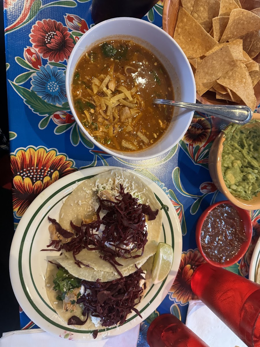 Lunch special- tortilla soup and Tinga tacos