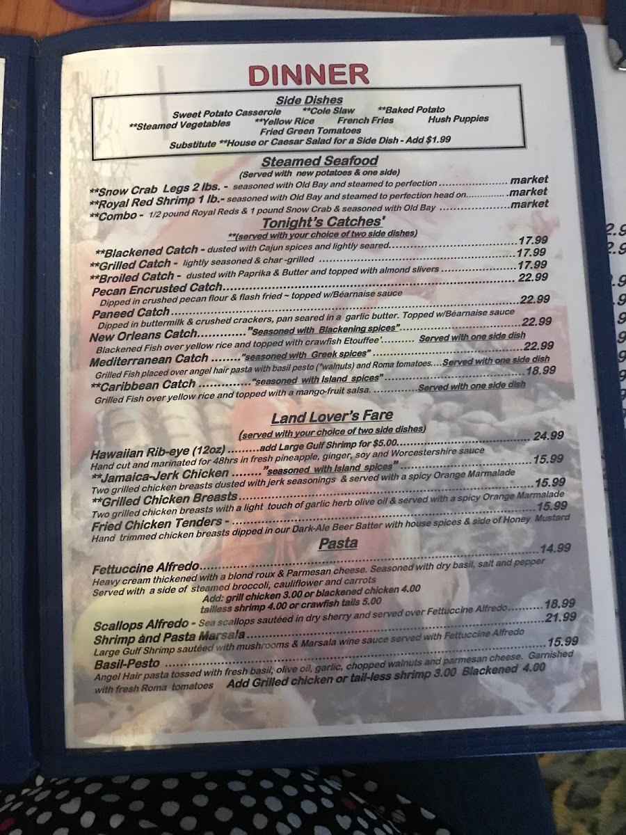 DeSoto's Seafood Kitchen gluten-free menu