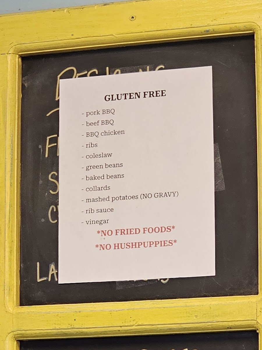 Gluten-free Menu