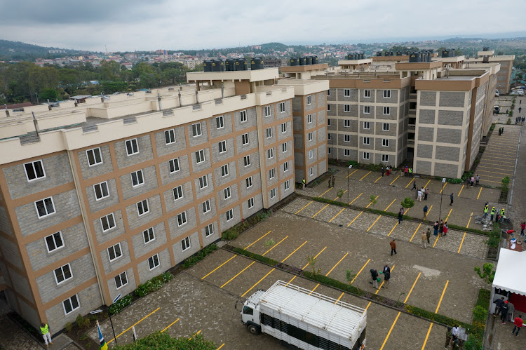 An aerial view of the Bondeni Affordable Housing in Nakuru county on January 13, 2024