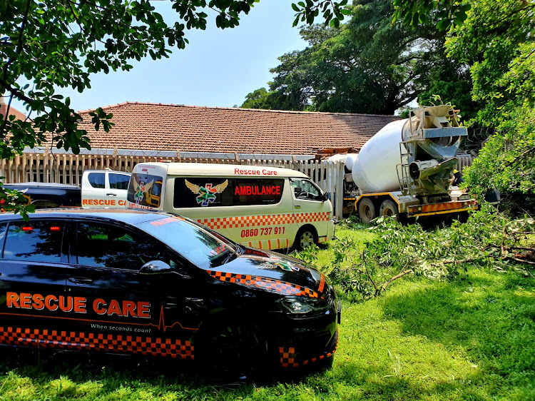 The driver of a cement truck was trapped after crashing into a building in Durban on Monday.