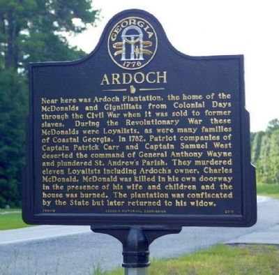Ardoch, fronting on the old State Road from Savannah to Darien where it traversed this Swamp, was the plantation home of the McDonalds from Colonial Days through the early 19th century. During the...