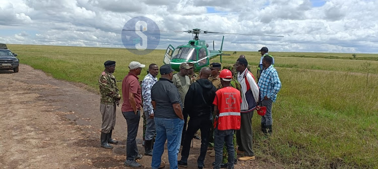 A chopper being deployed by Narok county government to evaluate tourists and locals after floods water hit Talek area in the Maasai Mara Game Reserve.