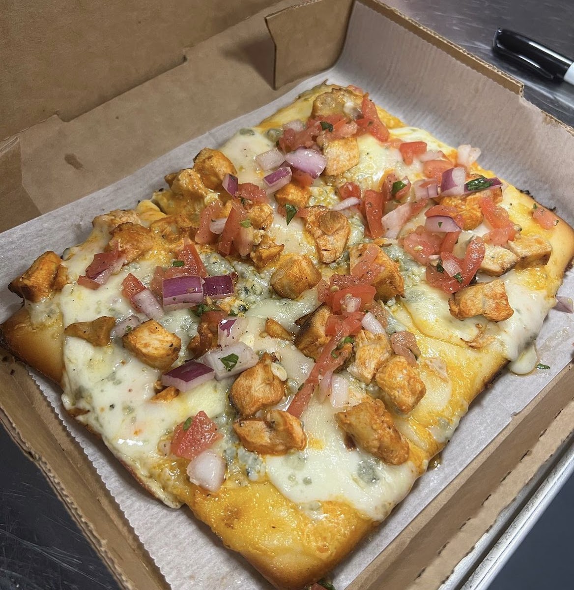 Buffalo Chicken GF pizza