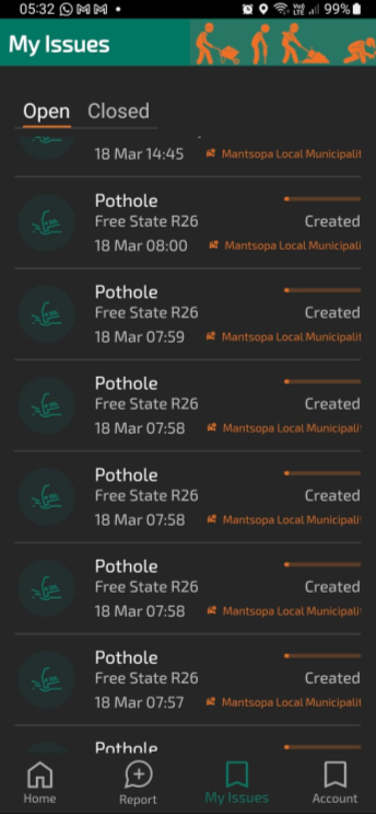 Free State Agriculture commercial manager Dr Jack Armour personally logged these issues on his app in March, but they have never been closed.
