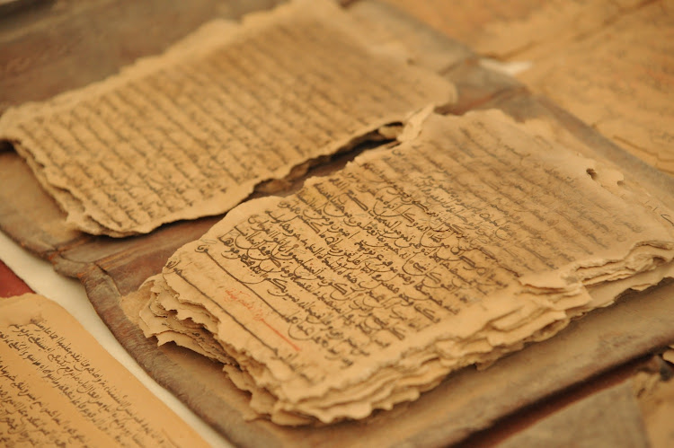 Koran manuscripts in Timbuktu Mosque.