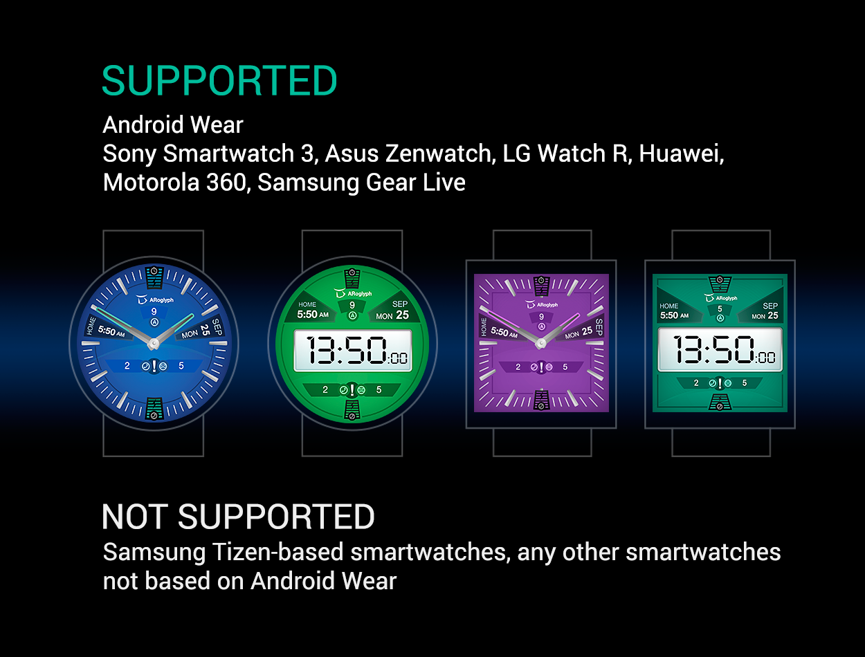 Android application ARoglyph Watch Faces screenshort
