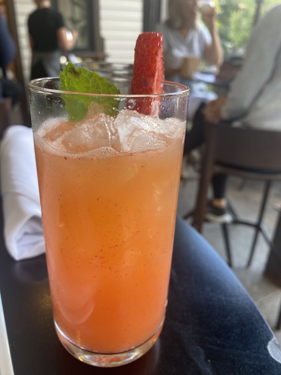 They have a wondefuo craft drink menu - i choose this beautiful flavorful alcohol free strawberry yummieness!