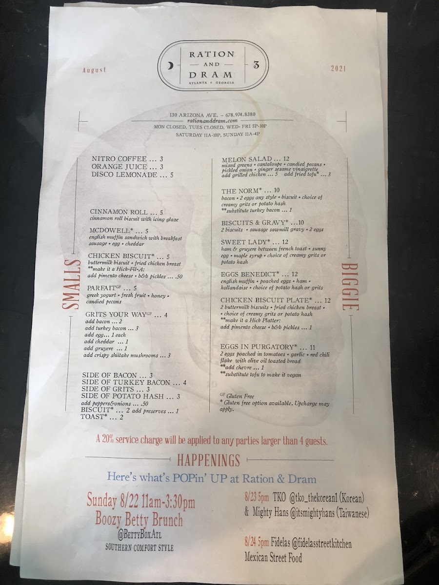 Menu August 2021