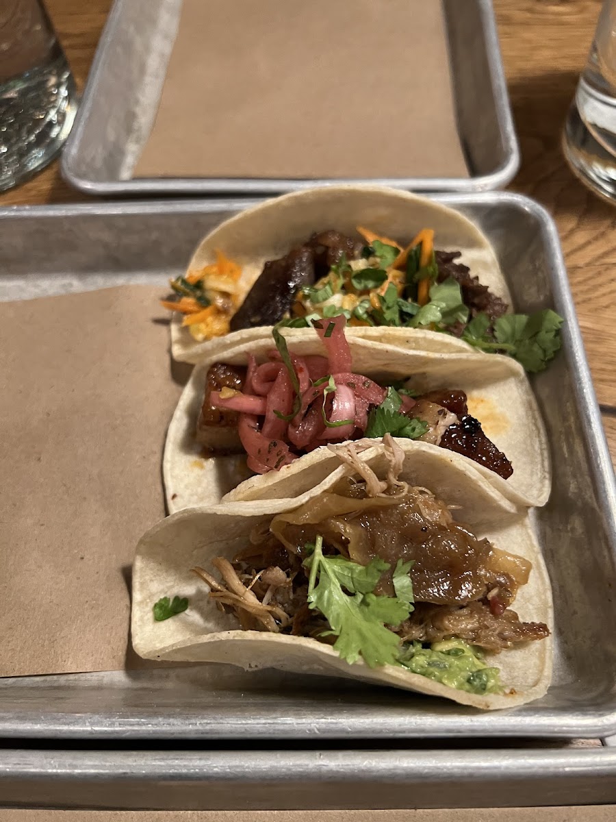 Pork belly and duck tacos were superb