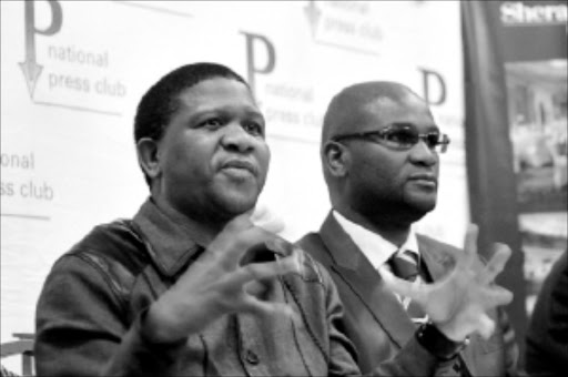 NO TENSION: Deputy Minister of Police Fikile Mbalula, left, with Minister of Police Nathi Mthethwa. Mbalula has strongly denied that there is anything amiss with their relationship. Pic: Peggy Nkomo. Circa Circa 2009. © Sowetan