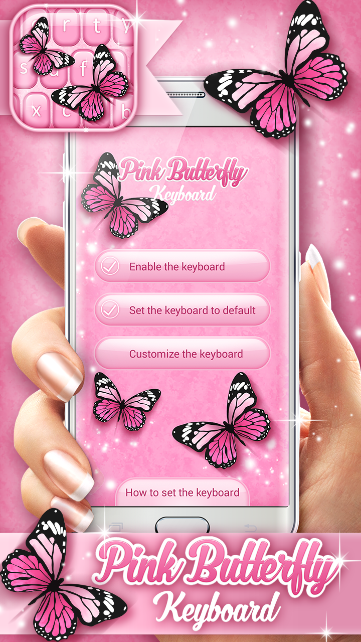 Android application Pink Butterfly Keyboard screenshort