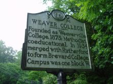 Founded as Weaverville College, 1873; Methodist, coeducational. In 1934 merged with Rutherford to form Brevard College. Campus was one block W.Plaque via North Carolina Highway Historical Marker...