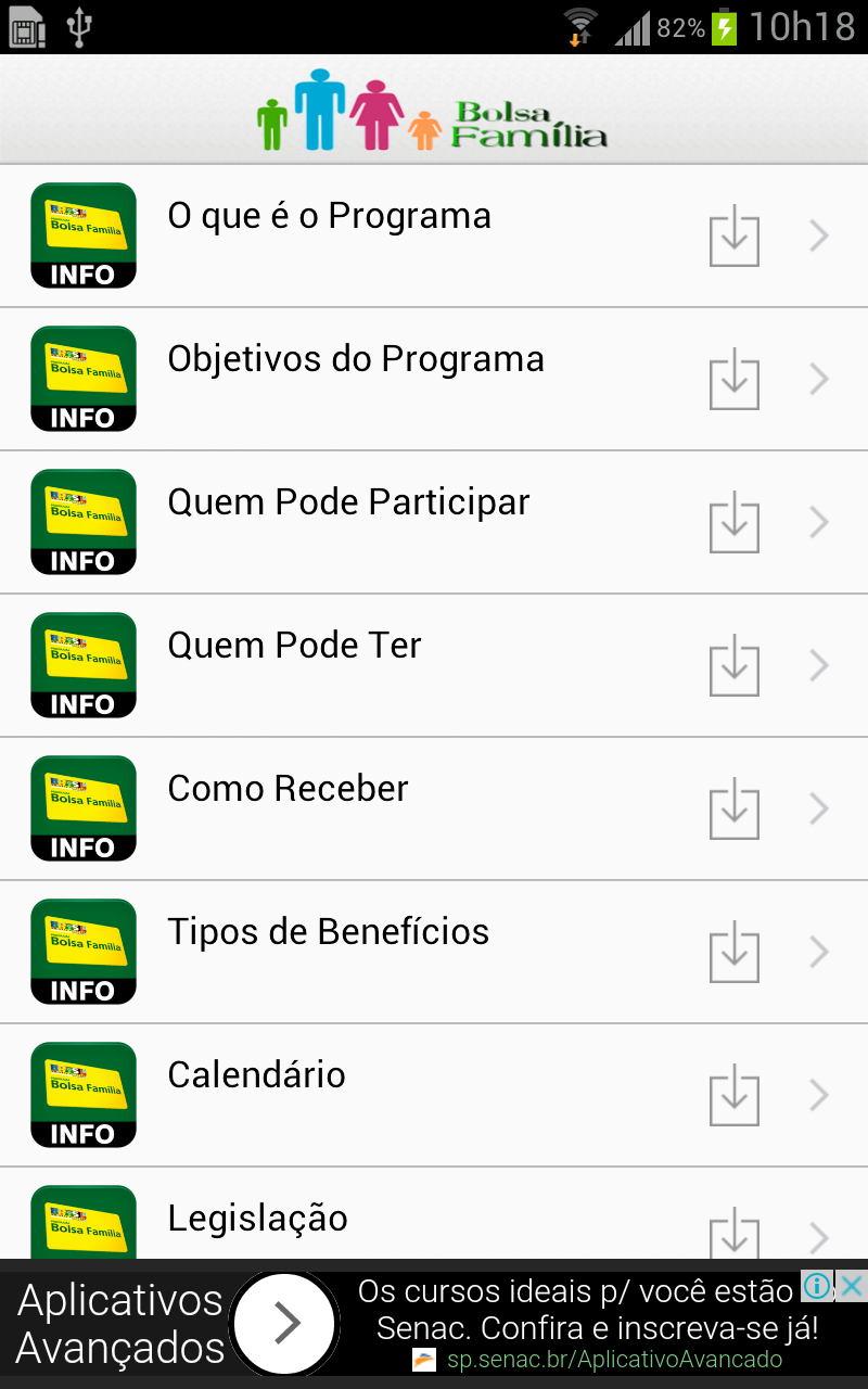 Android application Bolsa Família App screenshort