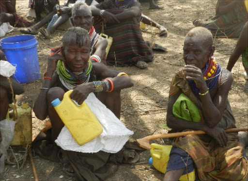 Victims of famine at a village near Lodwar last week