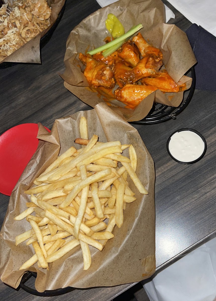 Mild wings and basket of frys
