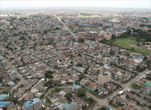 Aerial view of overpopulated Eastlands, Nairobi. The World Bank has entered into a partnership with the Nairobi County government to develop guidelines that will transform Eastlands region into a sustainable city