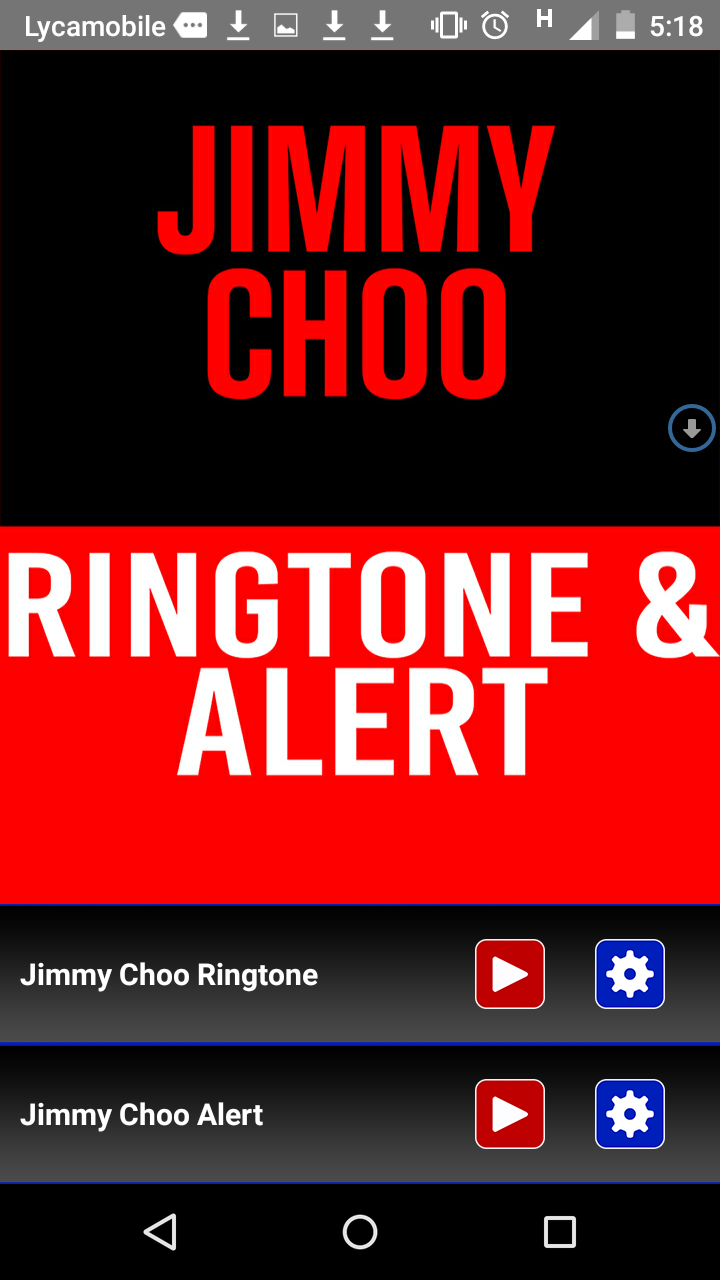 Android application Jimmy Choo Ringtone and Alert screenshort