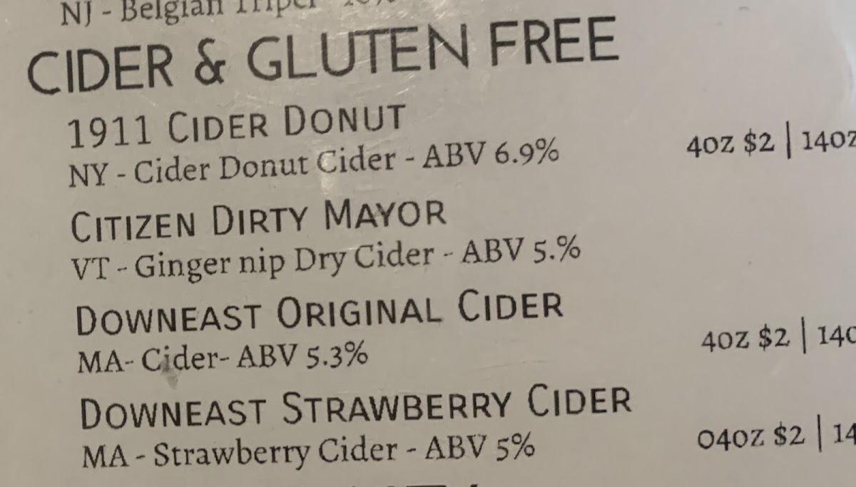 Sedona Taphouse gluten-free menu