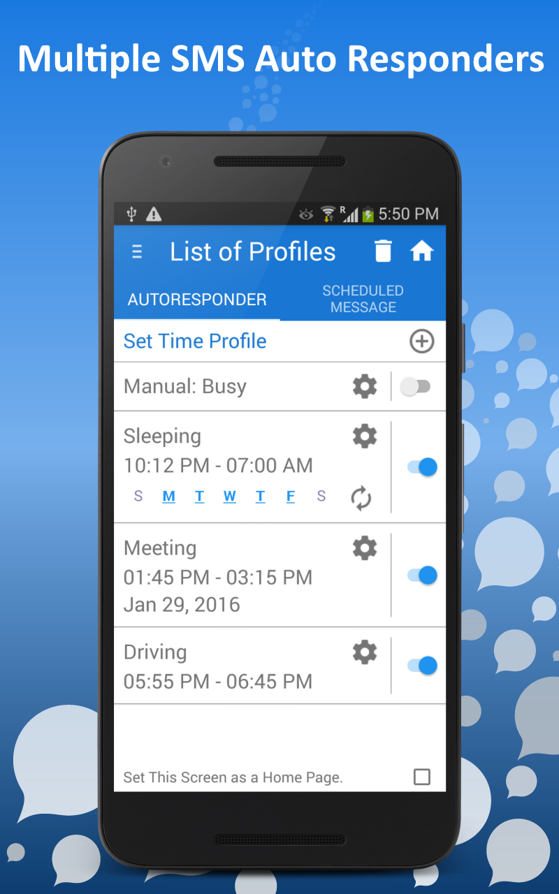 Android application Autoresponder / SMS Scheduler screenshort