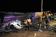 The aftermath of the horrific road accident near Bronkhorstspruit when a truck and a taxi collided, killing 20 people, including 18 children. File photo