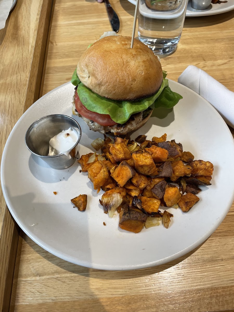 Turkey Burger w/Sweet Potato Hash