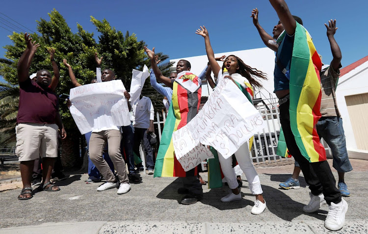 Zimbabwean expatriates protest at their consulate in Cape Town on Thursday January 17 2019.