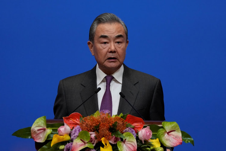 Chinese Foreign Minister Wang Yi speaks during a reception for Commemoration of the 45th Anniversary of China-US Diplomatic Relations at the Diaoyutai Guest House in Beijing, China, January 5, 2024.