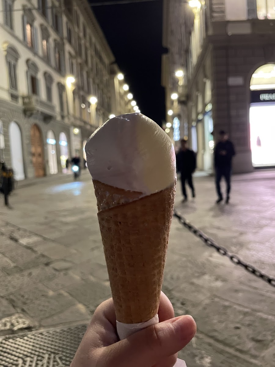 Crema and amarena in a large cone