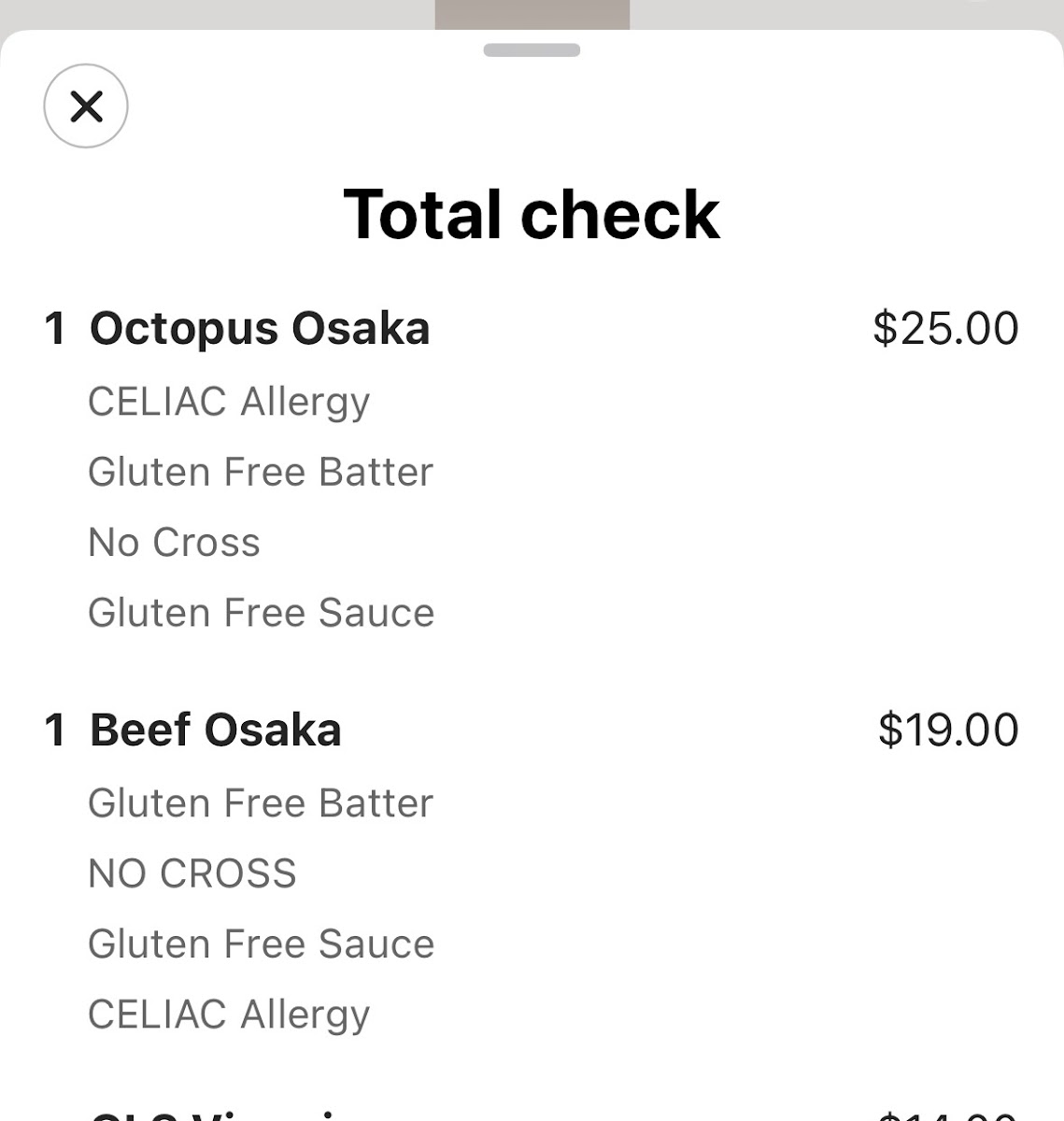 celiac and cross noted on the check
