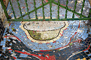 A mosaic of a bowl at the David Webster house.