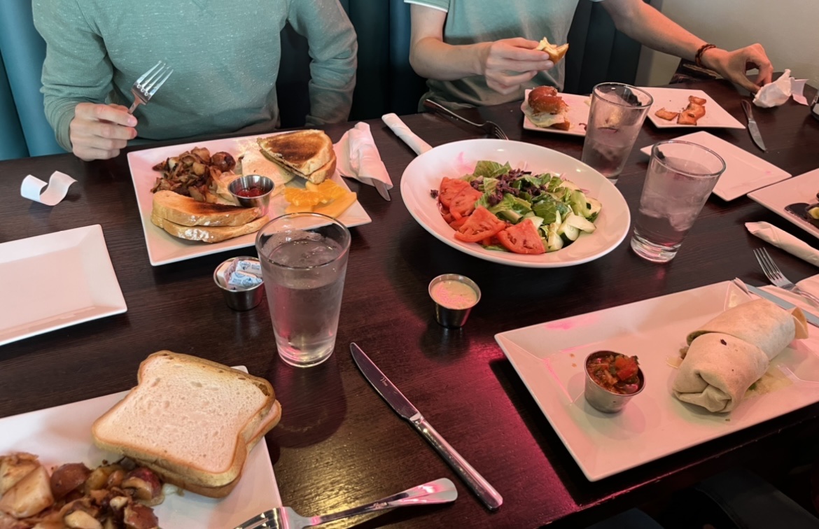 GF bread bottom left. Greek salad, veggie scramble, omelet, etc