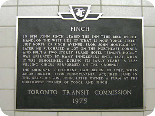 In 1830 John Finch leased the inn "The Bird in the Hand", on the west side of what is now Yonge Street just north of Finch Avenue, from John Montgomery. Later he purchased a lot on the northeast...