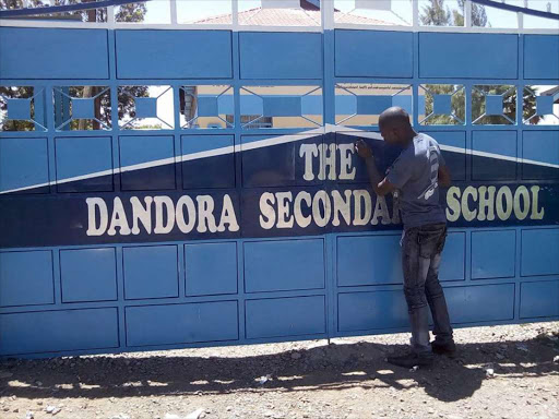 A file photo of the main entrance to Dandora Secondary School in Nairobi county. /COURTESY