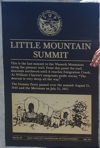 Plaque describing the pass through which the Mormons passed on the way into the Valley that would become Salt Lake City