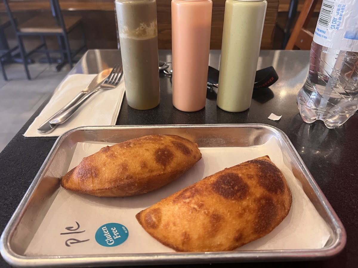 Beef and chicken empanadas, and all sauces were GF and very delicious
