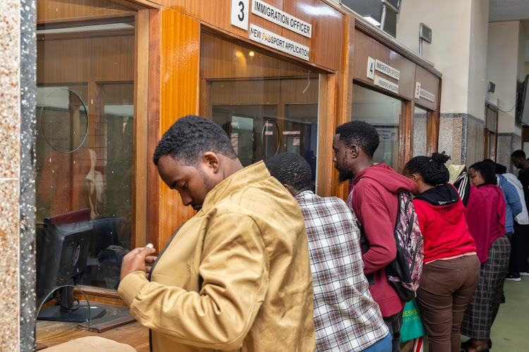 A section of Kenyans seeking services at Nyayo House on May 6, 2024.