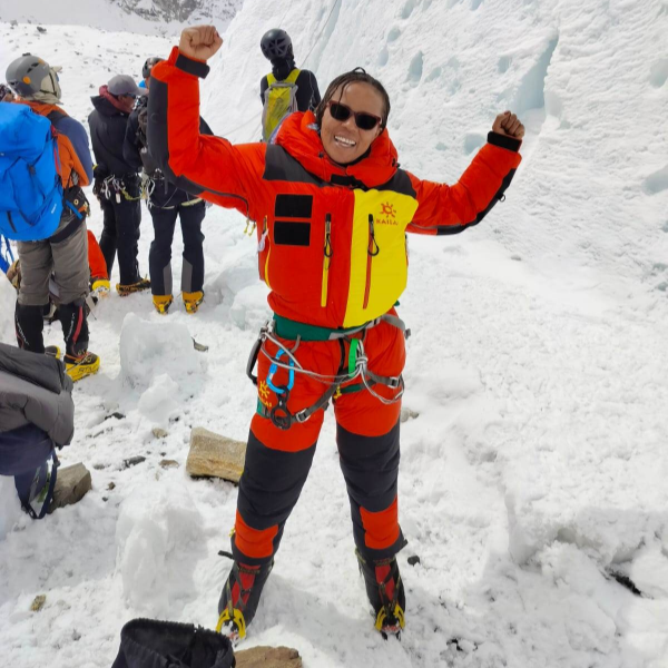 Dr. Faith Mwende scaling Mt. Everest in Nepal, Asia on Sunday, April 30, 2023.