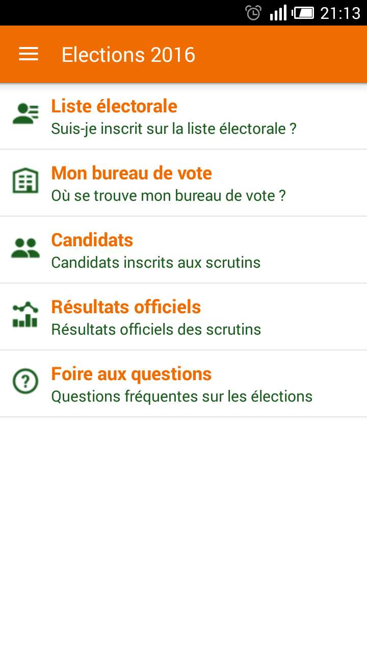 Android application CENI Niger screenshort