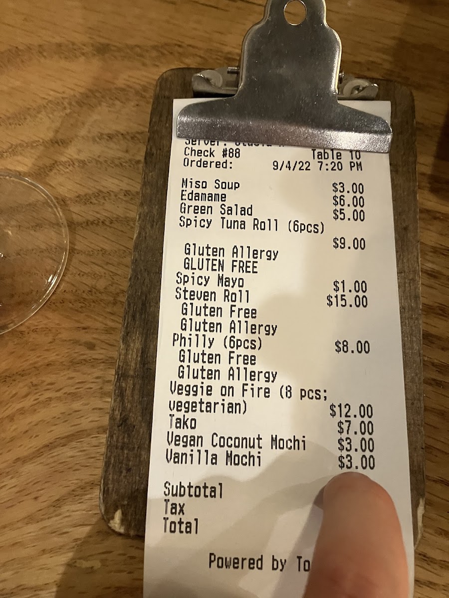 Gluten free ln receipt too