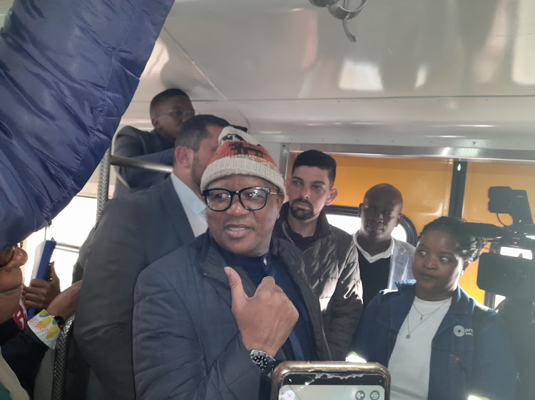 Transport minister Fikile Mbalula was stuck in a train between Cape Town and Bellville on Tuesday as Prasa restored the central commuter line that has not been used since 2019 because of theft and vandalism.