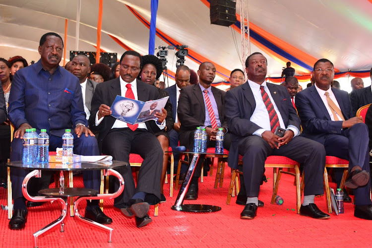 NASA leader Raila Odinga and principals Kalonzo Musyoka, Musalia Mudavadi and Moses Wetangula