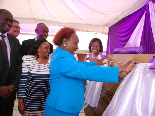 Senator Beth Mugo at the official opening of the Jacaranda Maternity in Kiamumbi,Nairobi in 2015. /COLLINS KWEYU
