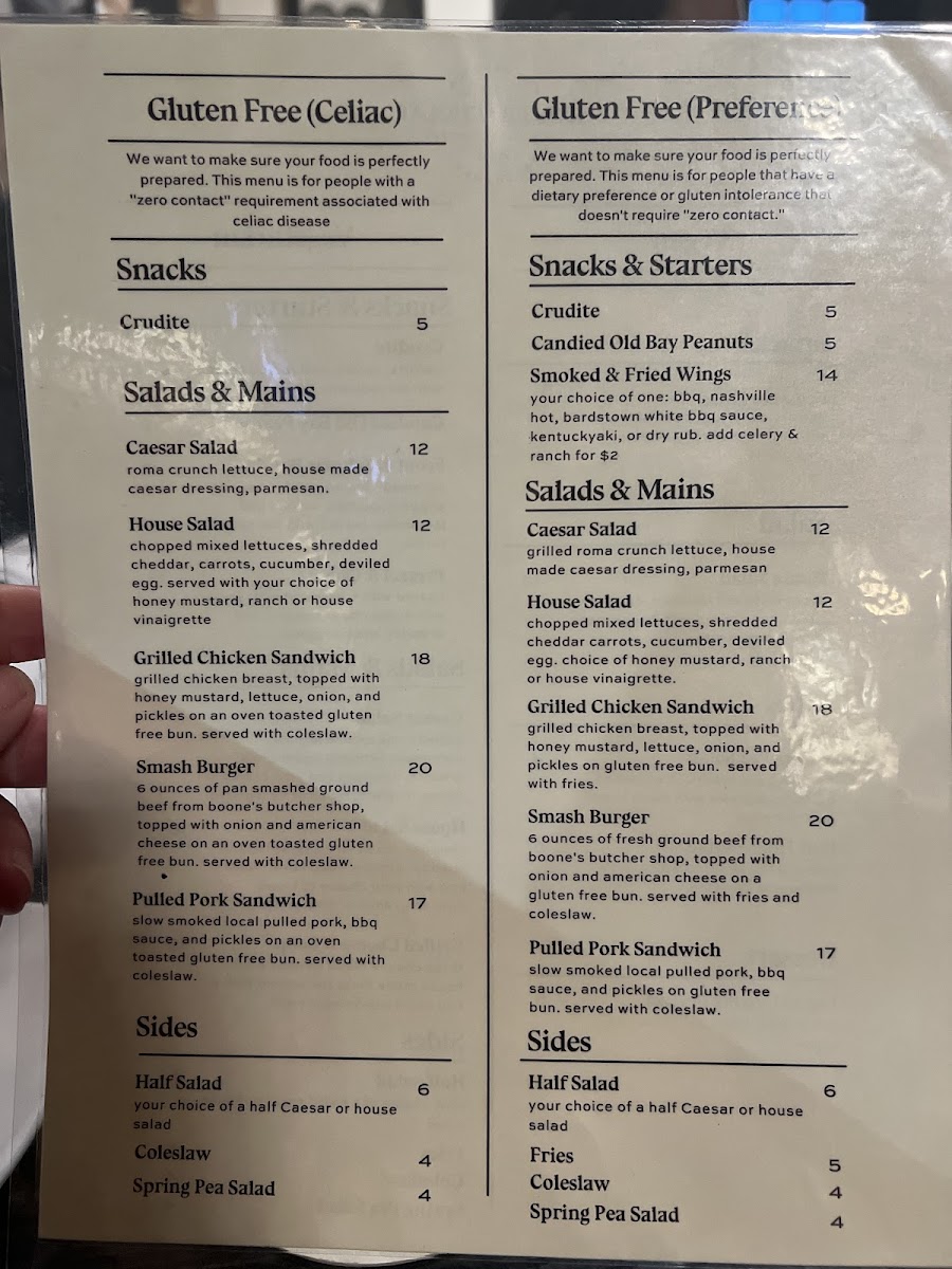 Scout & Scholar Brewing Co. gluten-free menu