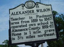 Teacher in Piedmont area from 1819 to 1867; operated own school in Alamance County, 1851-67. Home is 1 mile, grave is 3 1/2 miles northeast.Plaque via North Carolina Highway Historical Marker...