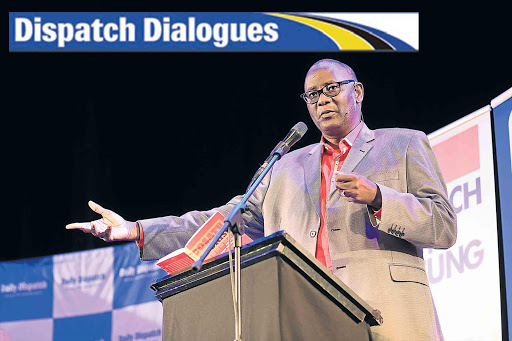 PULLING NO PUNCHES: Zwelinzima Vavi speaks at the Dispatch Dialogues at the Guild Theatre, East London, on Monday night Picture: MARK ANDREWS