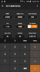 Leasematic Car Lease/Loan Calc screenshot for Android