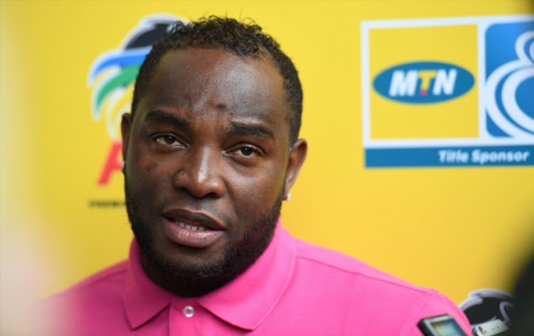 Cape Town City coach Benni McCarthy speaks to reporters during the club's media day at Hartleyvale Stadium in Cape Town on September 25, 2018.